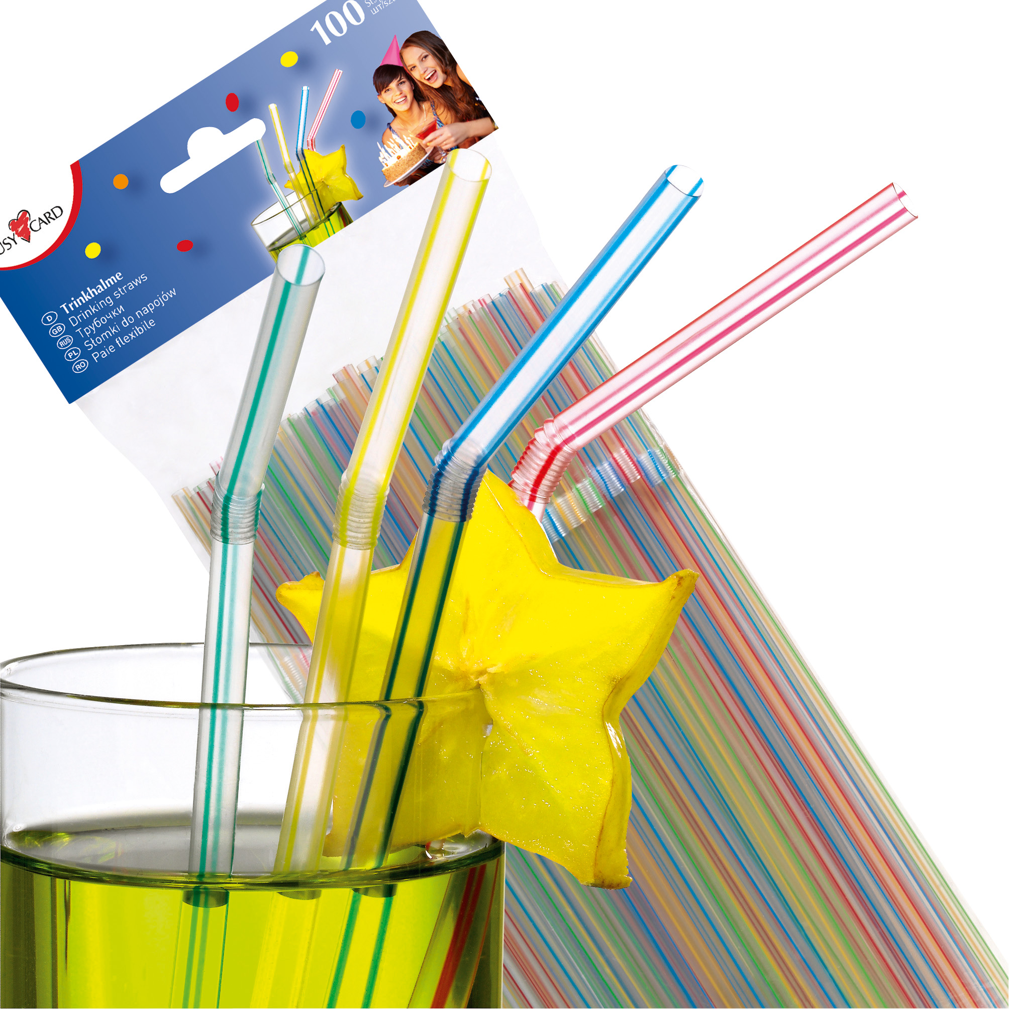 SUSY CARD Trinkhalme knickbar 100 Stück mehrere Farben