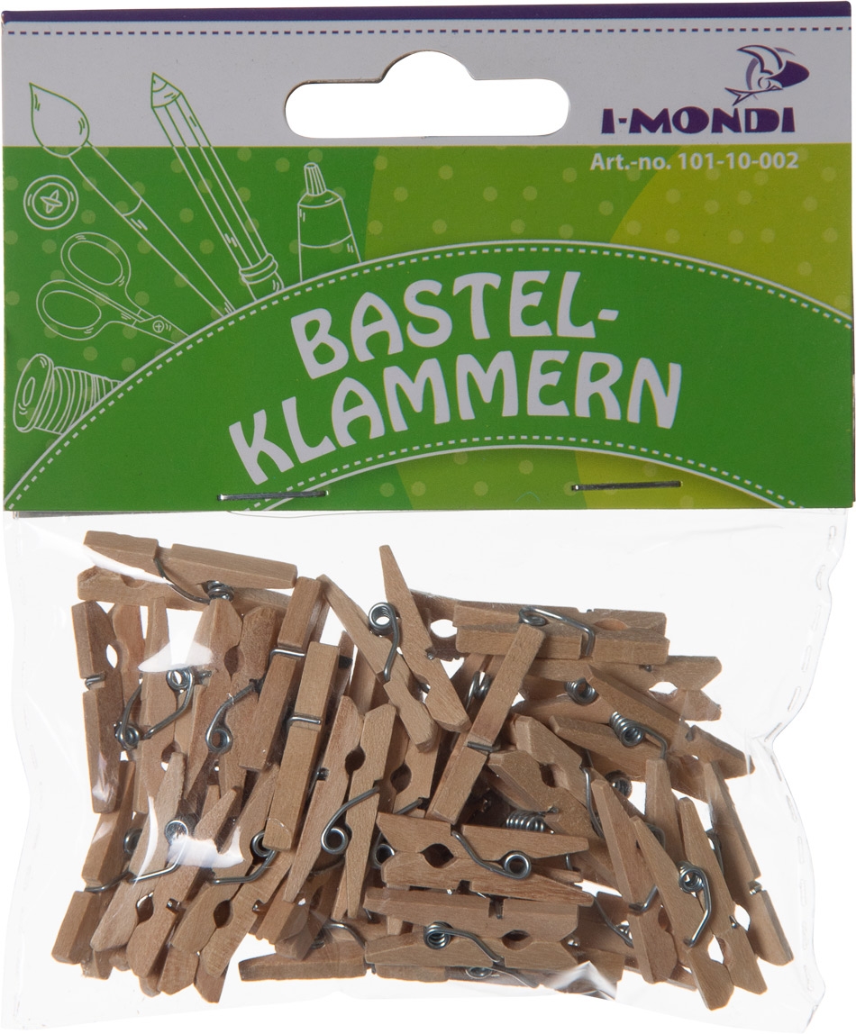 I-MONDI Mini-Holzbastelklammern 25 x 3 mm 45 Stück natur