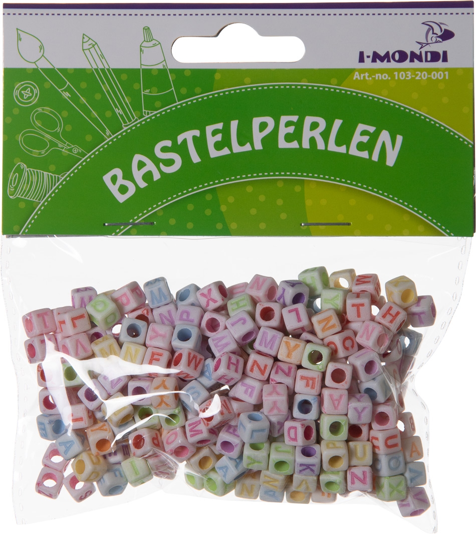 I-MONDI Buchstaben Bastelperlen 300 Stück 0,6 x 0,6 cm bunt