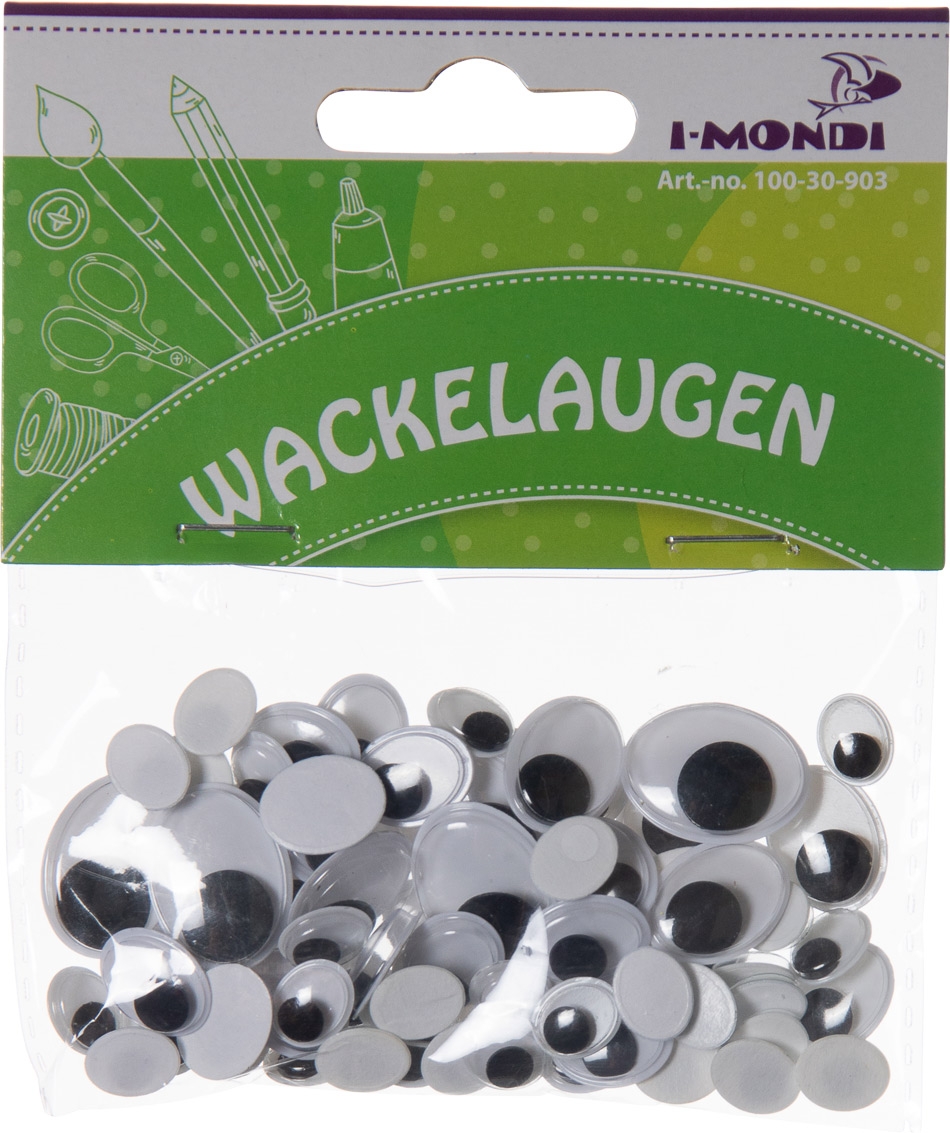I-MONDI Wackelaugen oval 75 Stück mehrere Größen selbstklebend