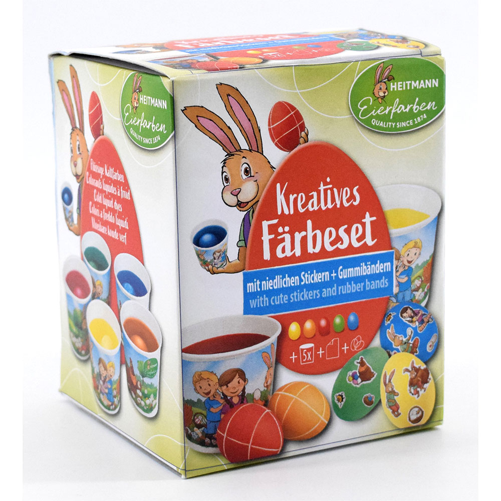 HEITMANN Kreatives Färbeset mit niedlichen Stickern und Gummibändern 5 Farben