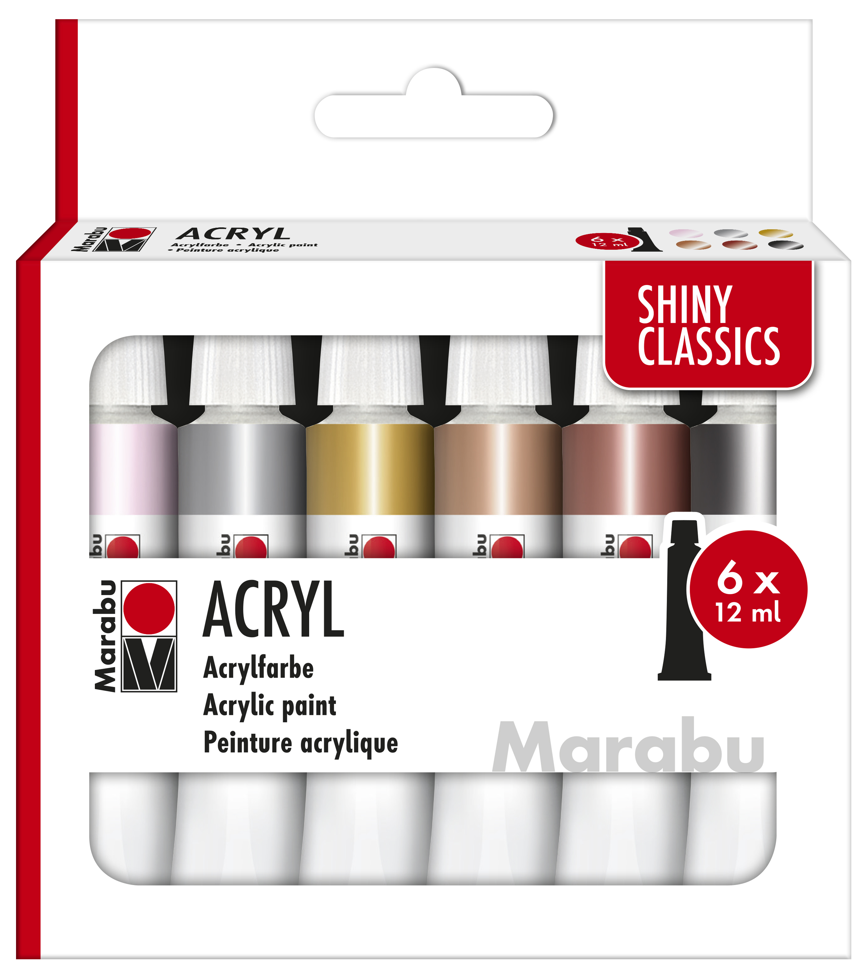 MARABU Acrylfarben-Set Shiny Classics 6 x 12 ml