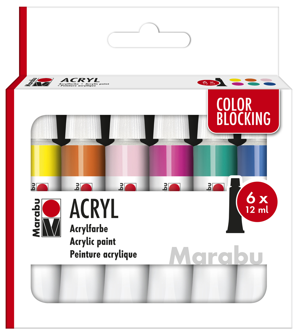 MARABU Acrylfarben-Set Color Blocking 6 x 12 ml