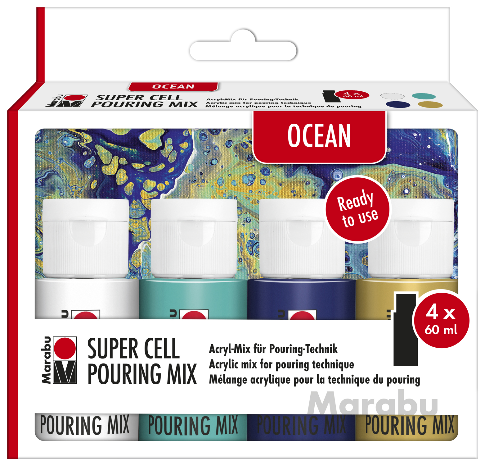 MARABU Super Cell Pouring Mix Ocean 4 x 60 ml