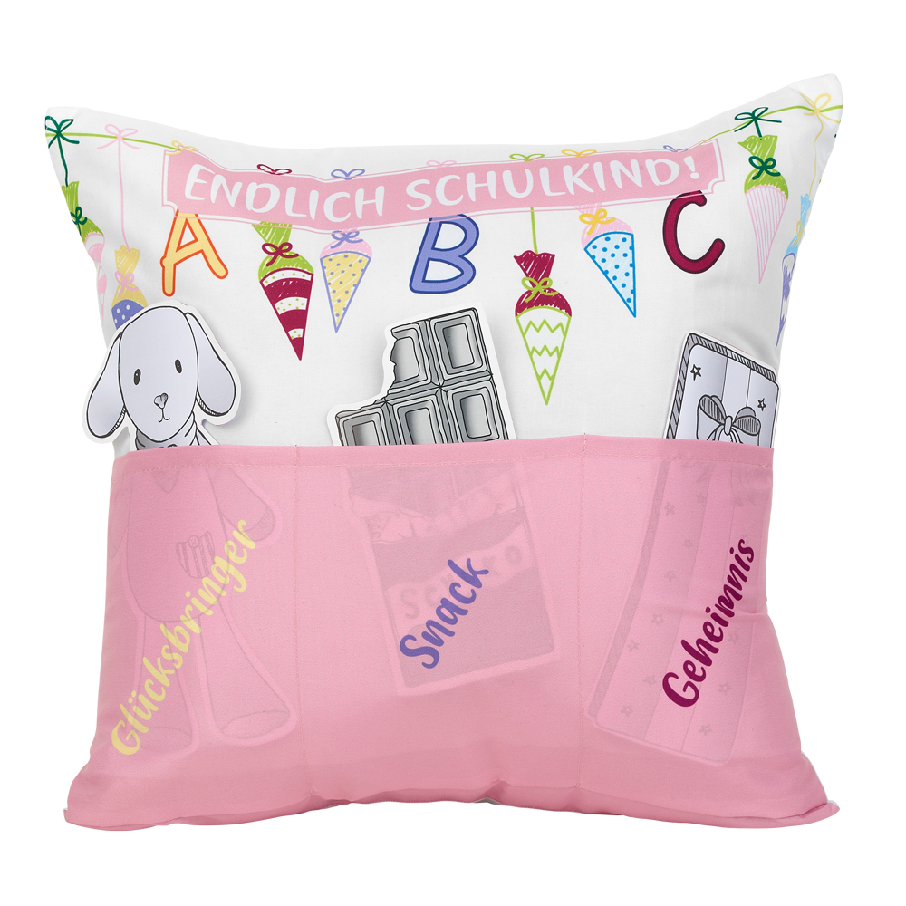 Sofahelden Schulanfang mit Taschen und Deko weiß/rosa