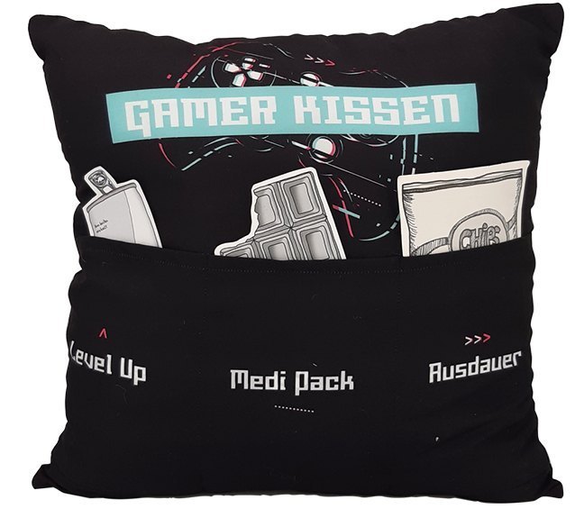 Kissen Gamer Kissen mit 3 Taschen schwarz