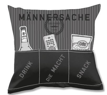 Kissen Männersache mit 3 Taschen grau