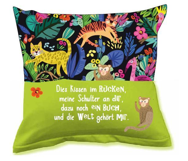 Kissen Kids Dschungel mit 1 Tasche bunt