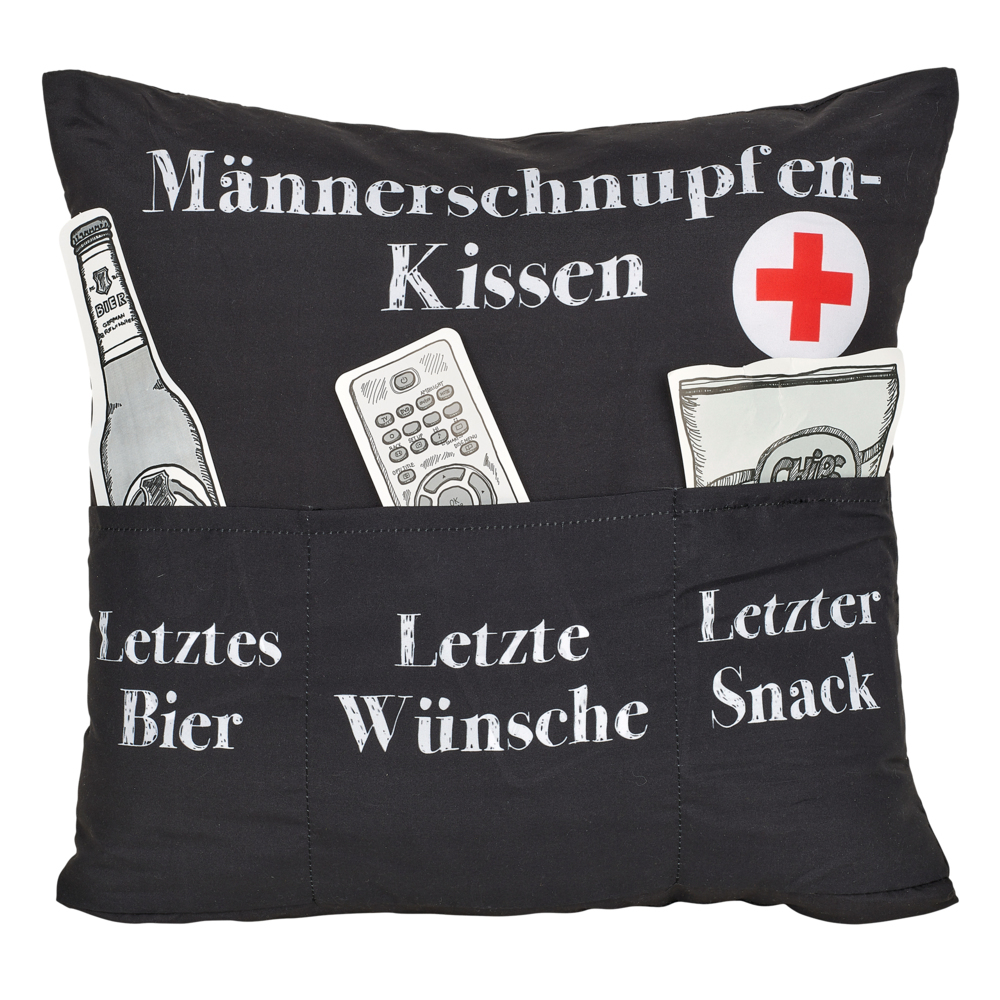 Kissen Männerschnupfen-Kissen mit 3 Taschen schwarz