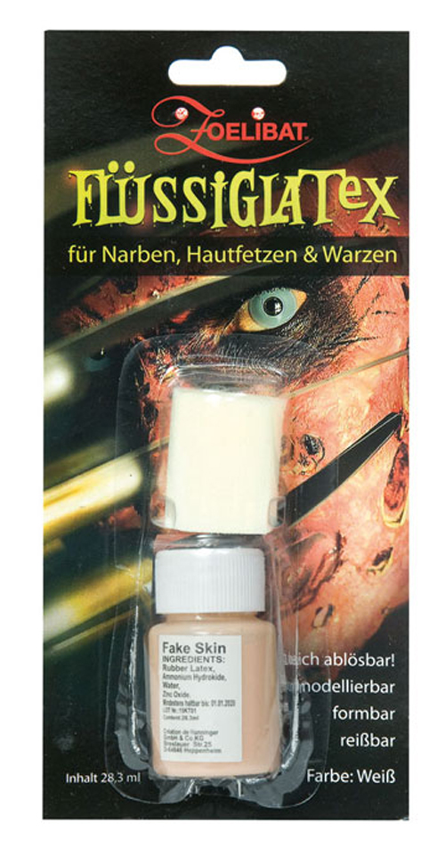 Horror-Makeup Flüssiglatex mit Schwamm 28,3 ml beige