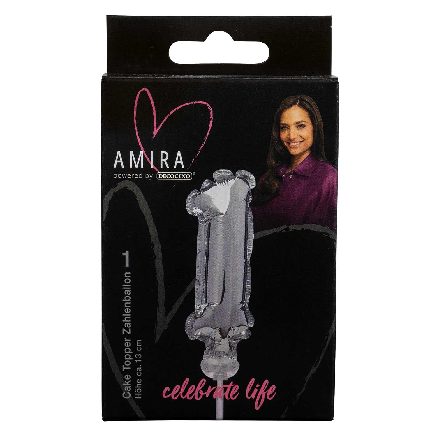 AMIRA Zahlenkerze 1 ca. 13 cm silber