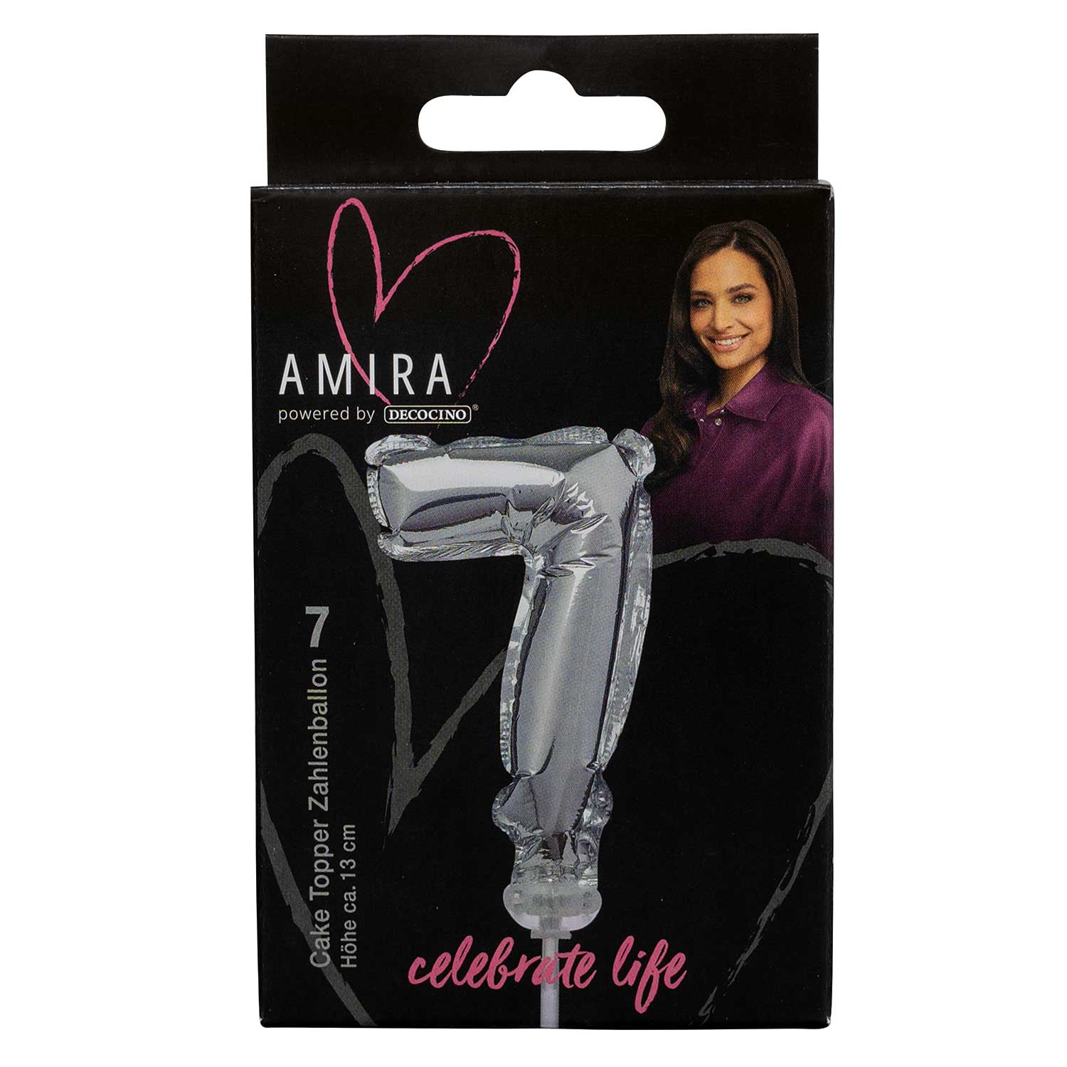 AMIRA Zahlenkerze 7 ca. 13 cm silber