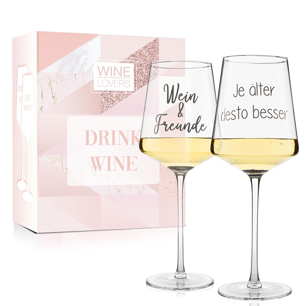 ILP Set Weingläser Wein und Freunde 550 ml 2 Stück transparent