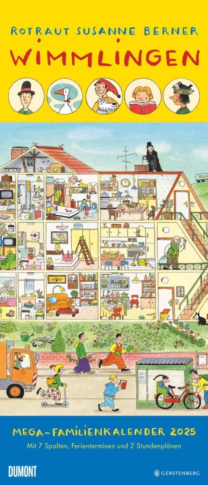 Wimmlingen 2025 - Mega-Familienkalender mit 7 Spalten - Mit 2 Stundenplänen und Ferientabelle - Hochformat 30,0 x 70,0 cm