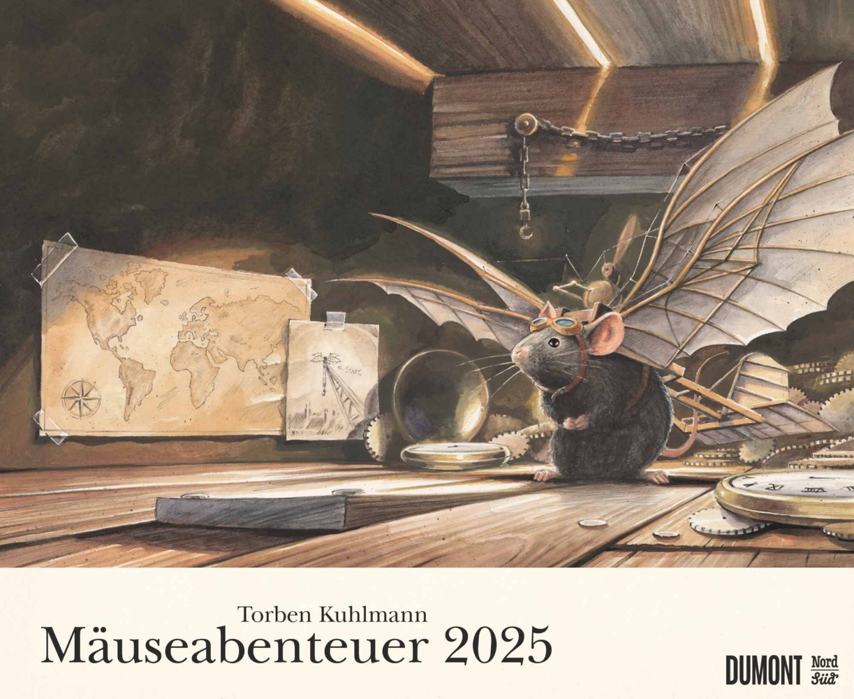 DUMONT - Torben Kuhlmann: Mäuseabenteuer 2025 Wandkalender, 52x42,5cm, Kinderkalender mit schönsten Motiven aus den vier Bilderbuch-Bestsellern, Illustrationen von Torben Kuhlmann