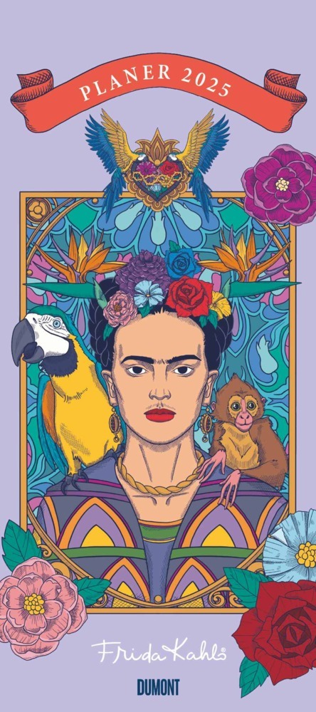 DUMONT - Frida Kahlo 2025 Familienplaner, Kalender mit variabler Spaltenzahl, Übersicht von Schulferien und mit Jahresübersicht 2026