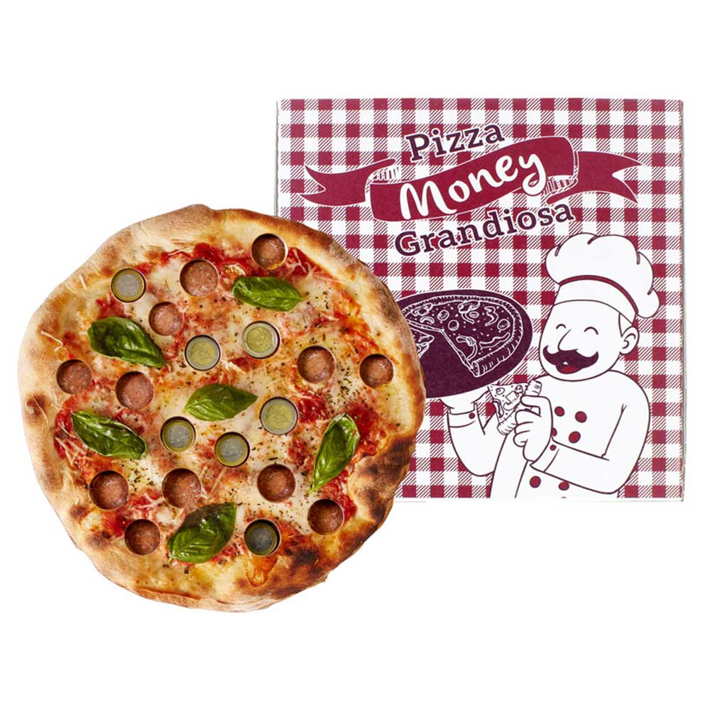 Geldgeschenk Money Pizza 28,5 x 28,5 cm bunt