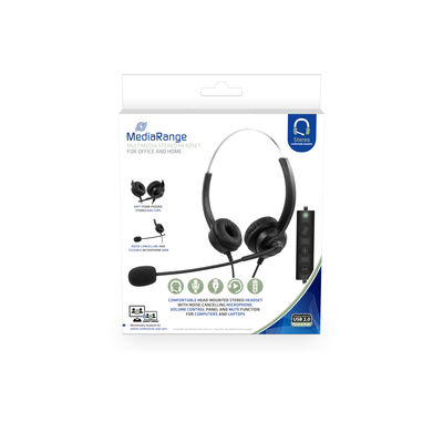 MediaRange Corded Stereo Headset black