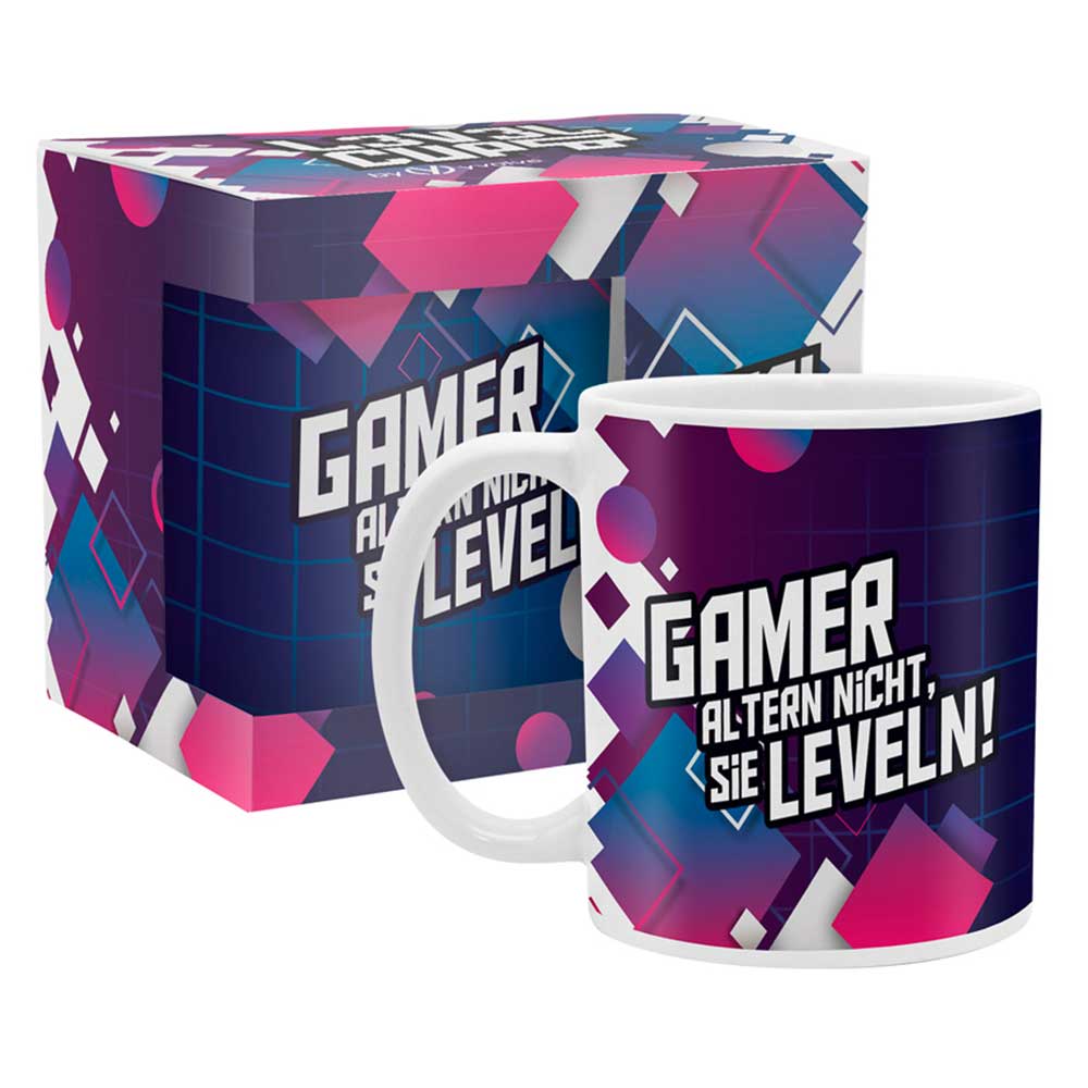 Tasse Gamer altern nicht, sie leveln 325 ml bunt