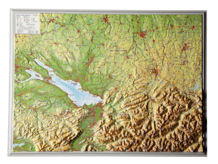 Mario Engelhardt: Region Allgäu, Bodensee, Reliefkarte, Klein