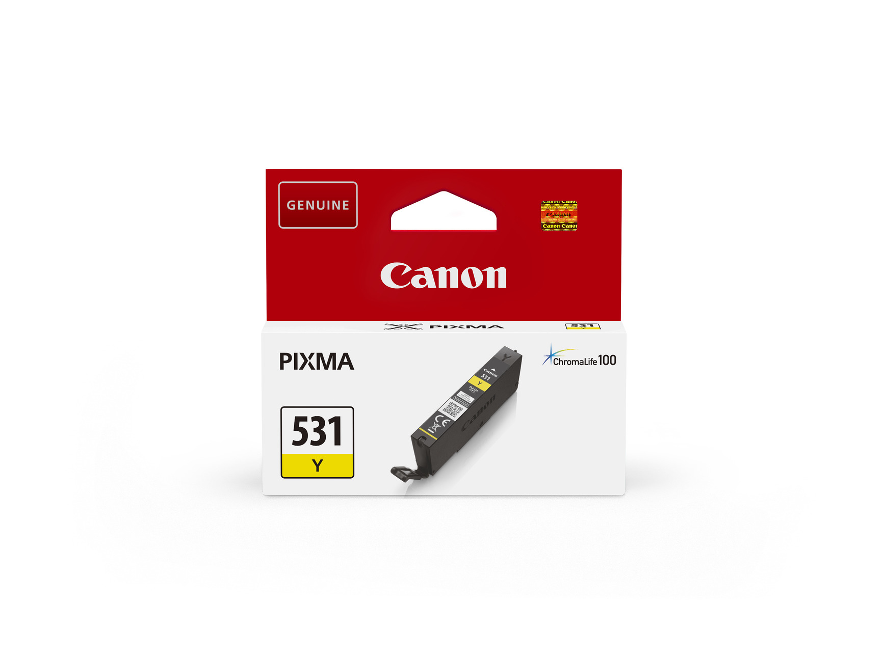 Schwarze Druckerpatrone für Canon PIXMA. Modell 531 Y für gelbe Tinte.