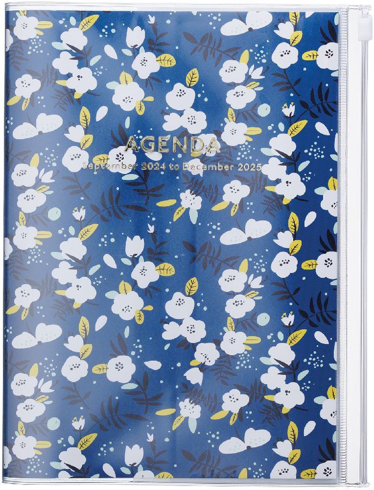 MARK´S 2024/2025 Taschenkalender A5 vertikal, Flower Pattern, Navy