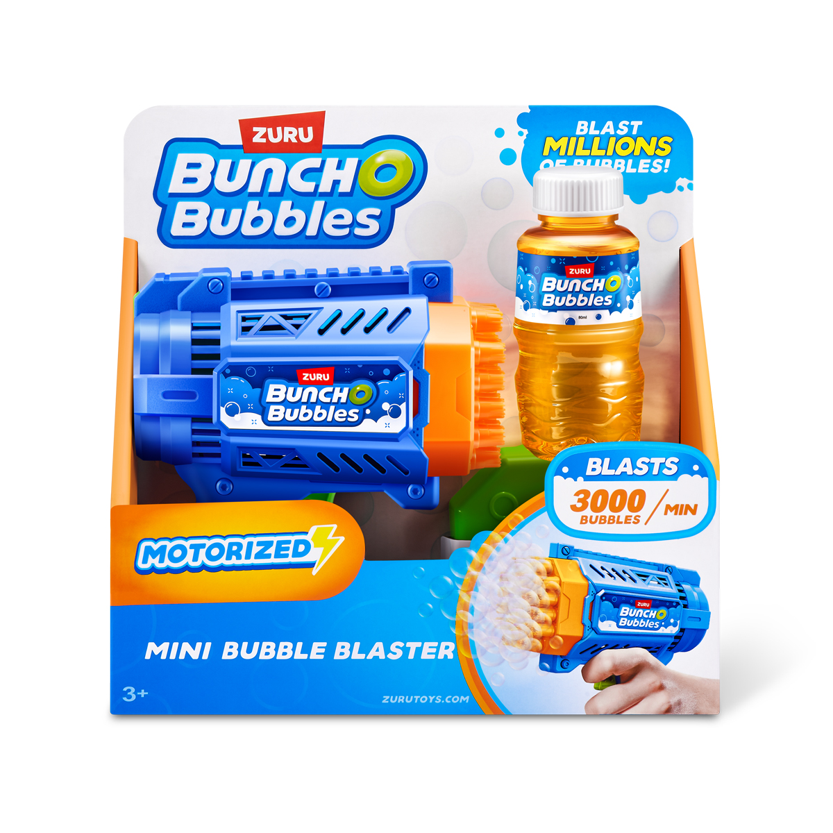 Bunch O Bubbles Seifenblasen-Blaster klein inkl. 80 ml Seifenblasenlösung blau/orange