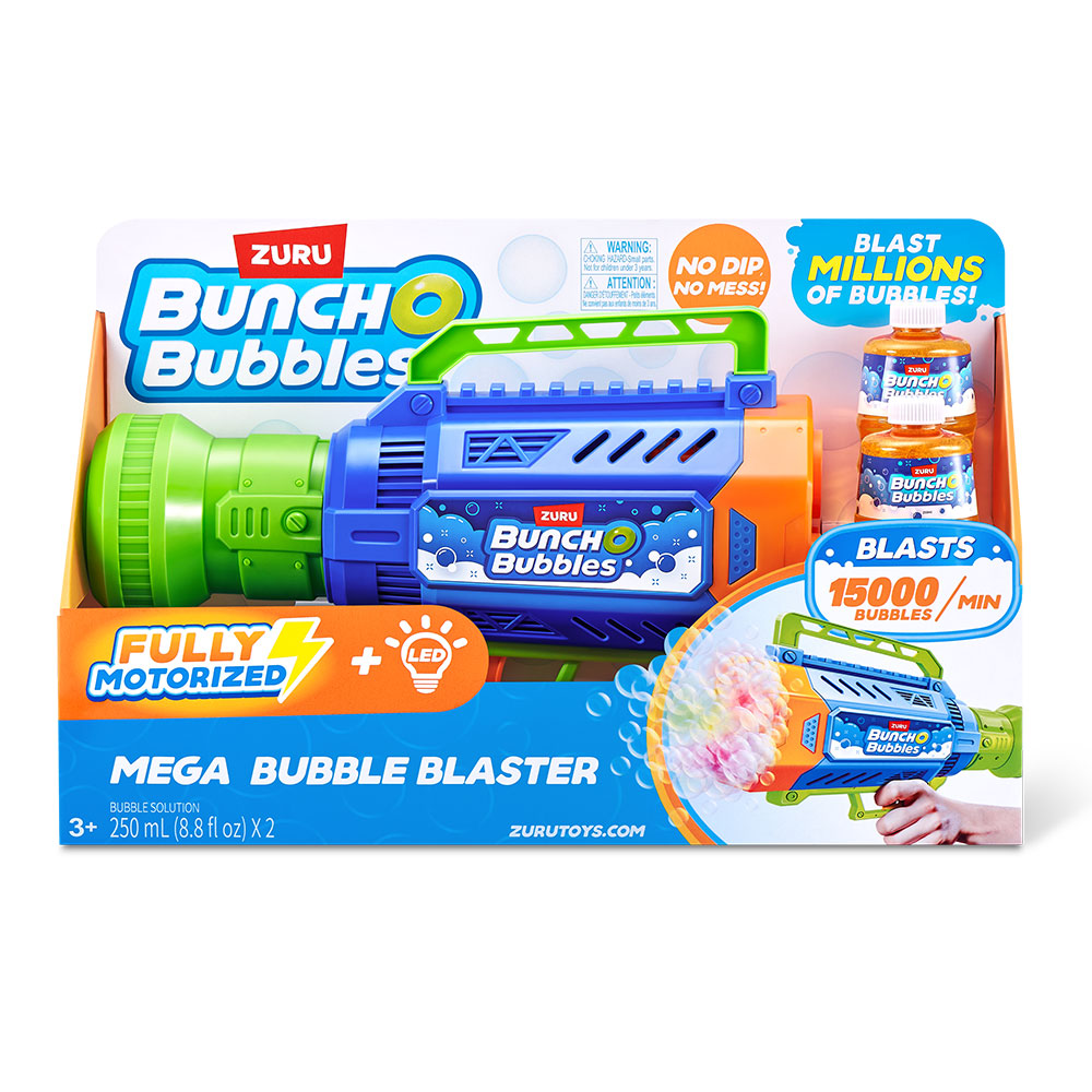 Bunch O Bubbles Seifenblasen-Blaster groß inkl. 2 x 250 ml Seifenblasenlösung blau/orange