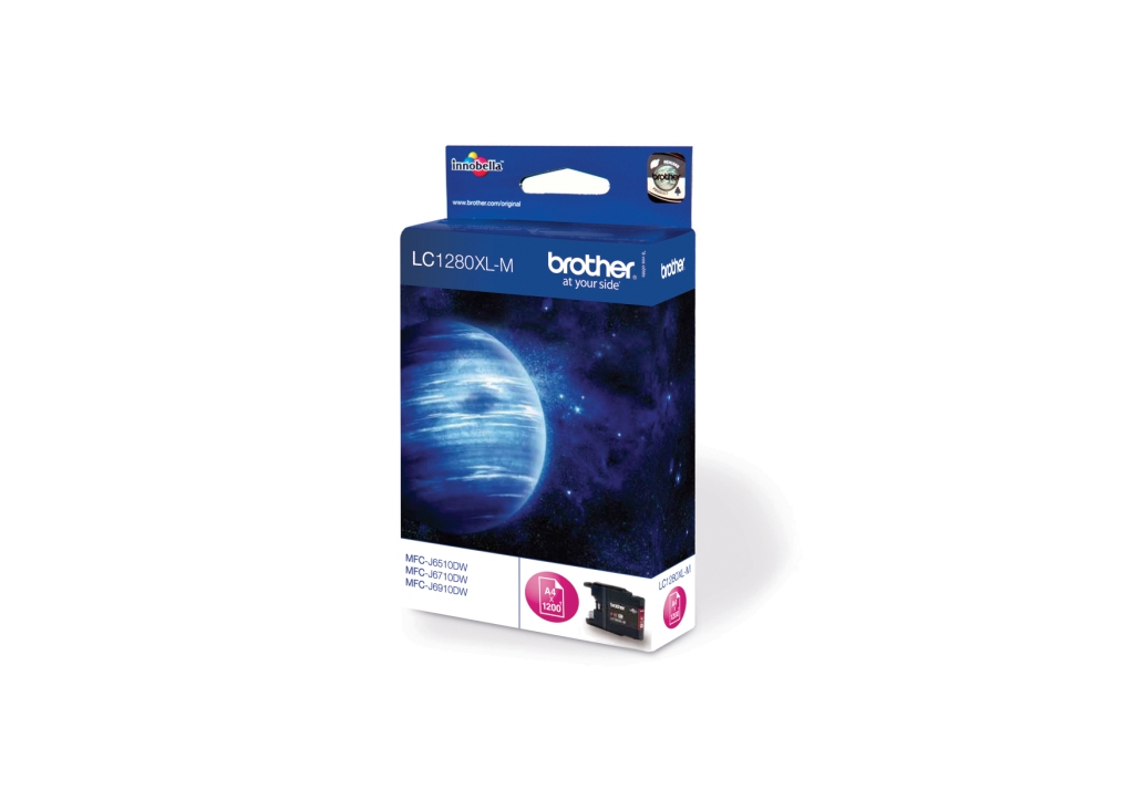 Tintenpatrone von Brother, Modell LC1280XL-M. Verpackung zeigt einen blauen Weltraumhintergrund.