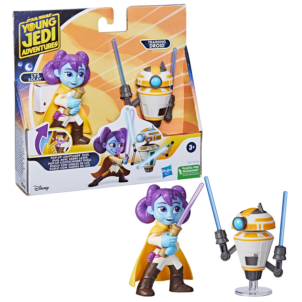 HASBRO Star Wars Pop-Up Lichtschwert Duell LYS Solay & Trainings-Droide 10 cm bunt