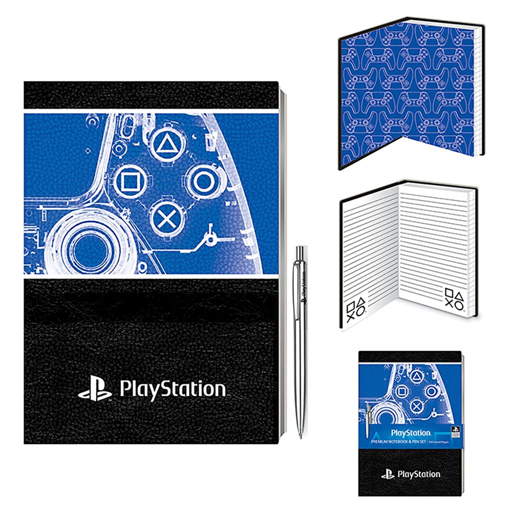 PlayStation Notizbuch- & Kugelschreiber-Set X-Ray-Design blau/schwarz