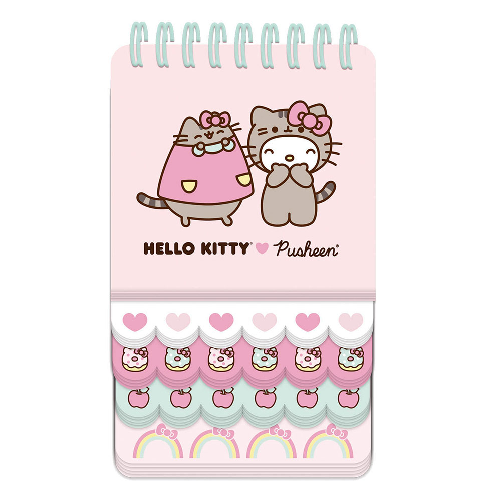 Notizblock Hello Kitty loves Pusheen Spiralbindung bunt