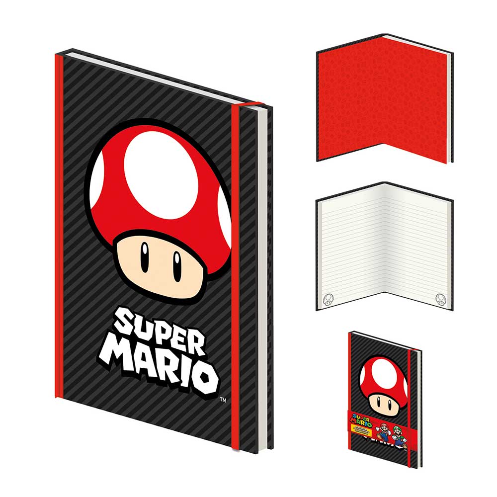 Notizbuch Super Mario A5 liniert schwarz/rot