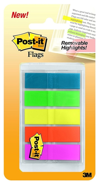 Post-it Haftnotizen - Indexstreifen, 11.9 x 43.2 mm, 5x 20 Blatt, Neonfarben 