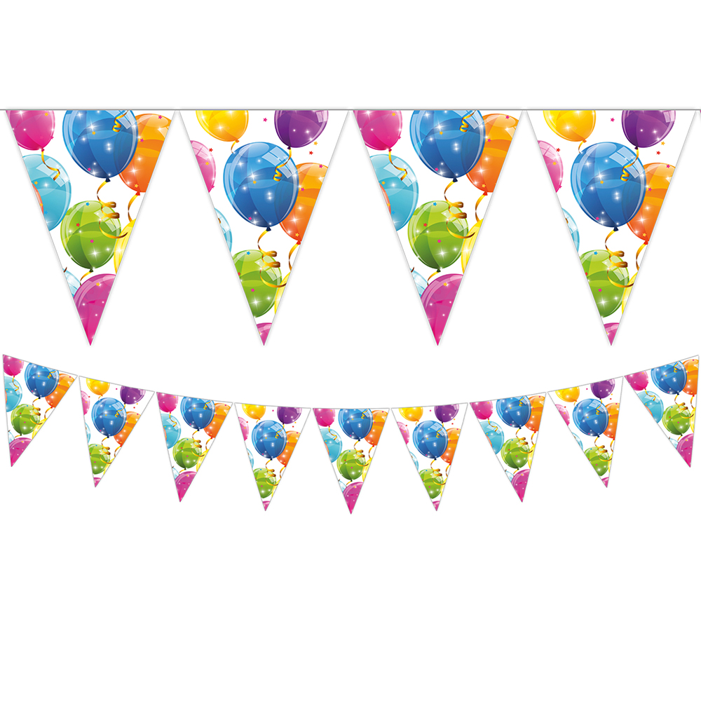 Dreiecksflaggenbanner Luftballons 9 Flaggen bunt