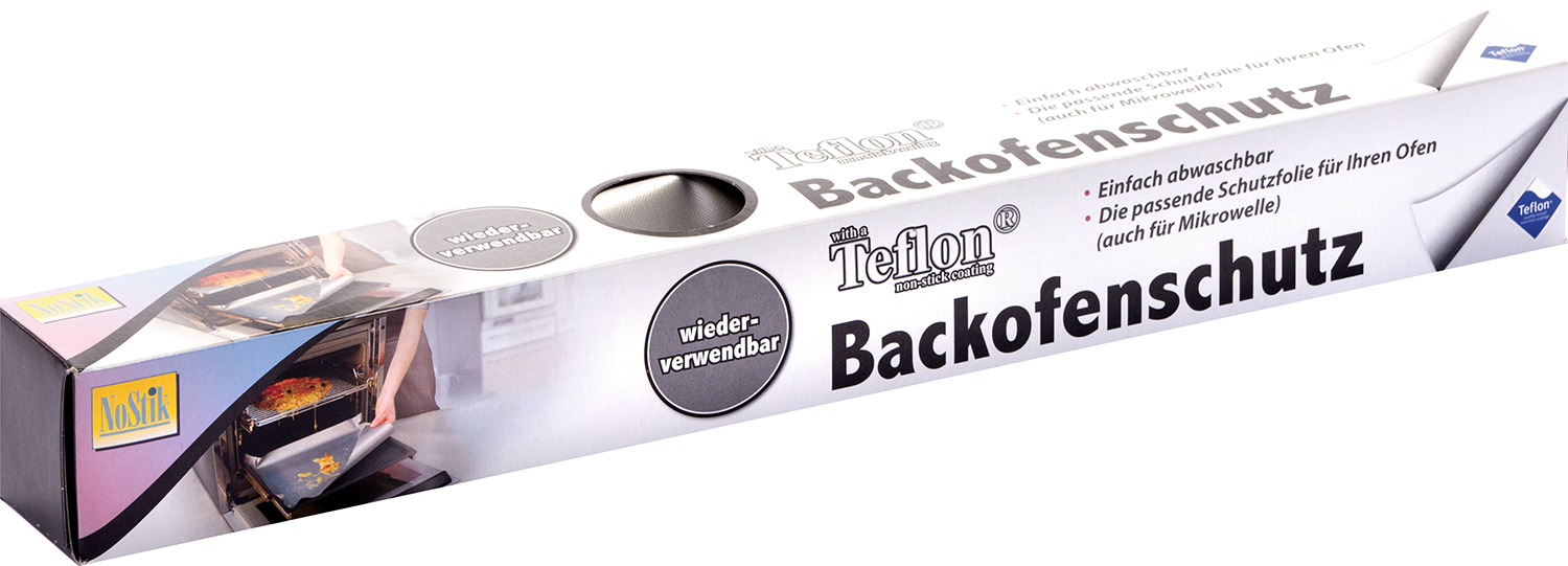 Verpackung für Backofenschutz aus Teflon. Wiederverwendbar und abwaschbar.