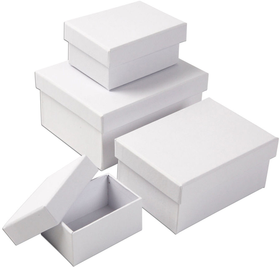 Pappboxen rechteckig 4 Stück weiß