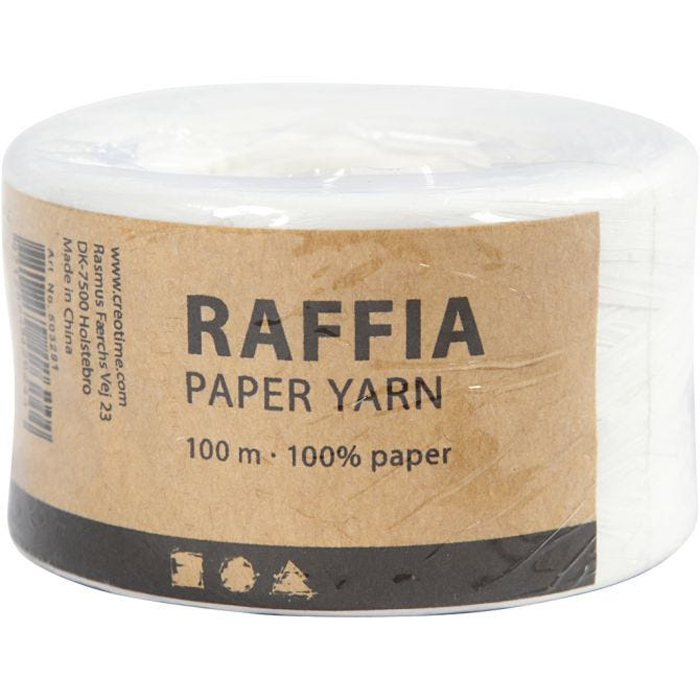 Papierbast Raffia 7-8 mm x 100 m weiss