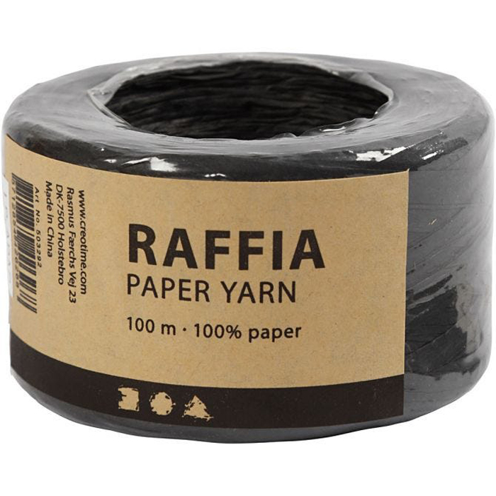 Papierbast Raffia 7-8 mm x 100 m schwarz