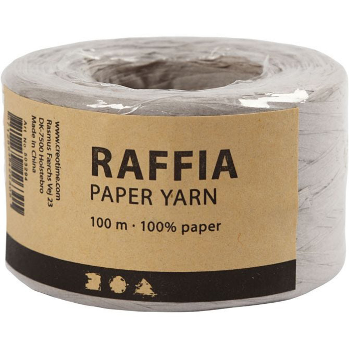 Papierbast Raffia 7-8 mm x 100 m hellgrau