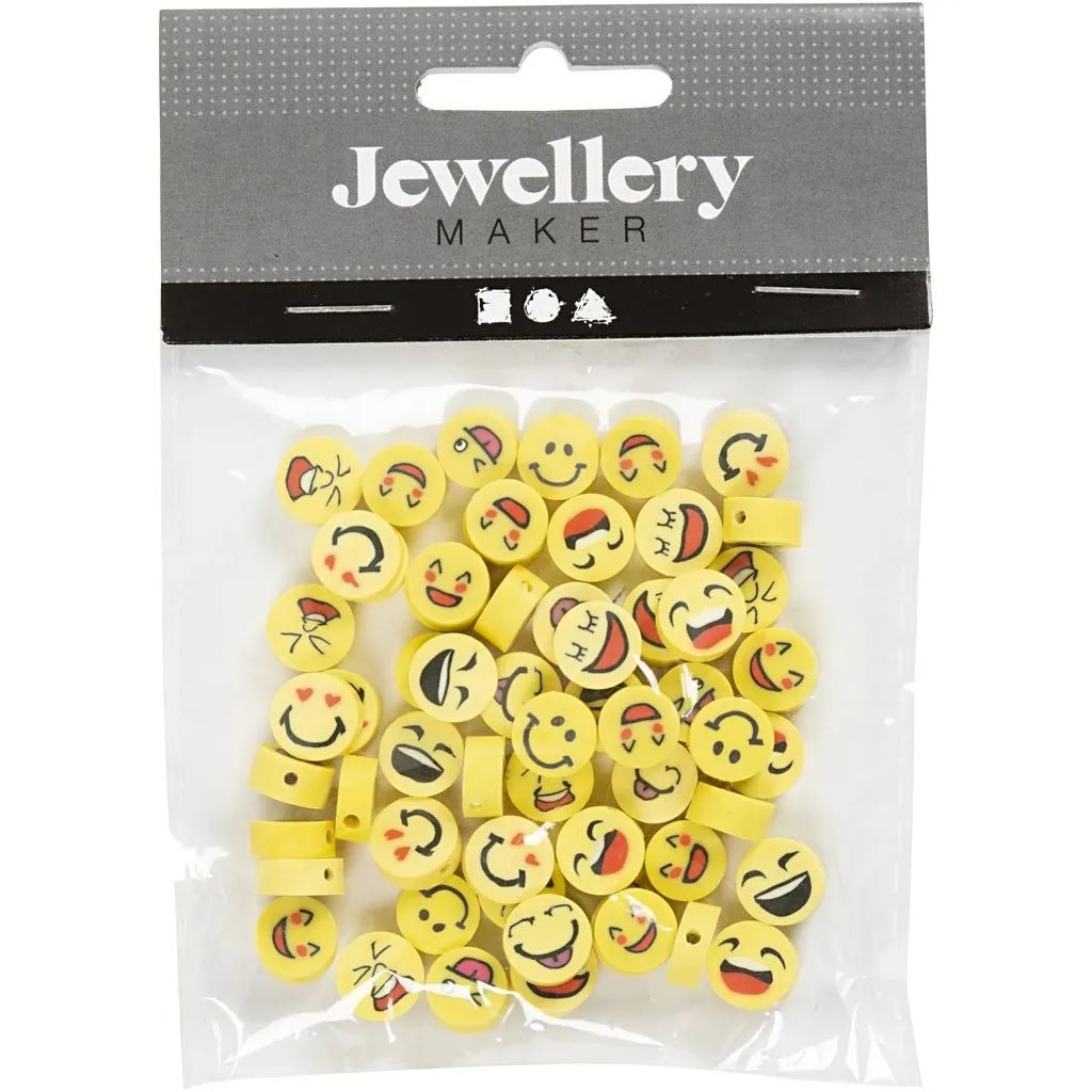 Figurperlen Smiley Ø 10 mm 60 Stück gelb