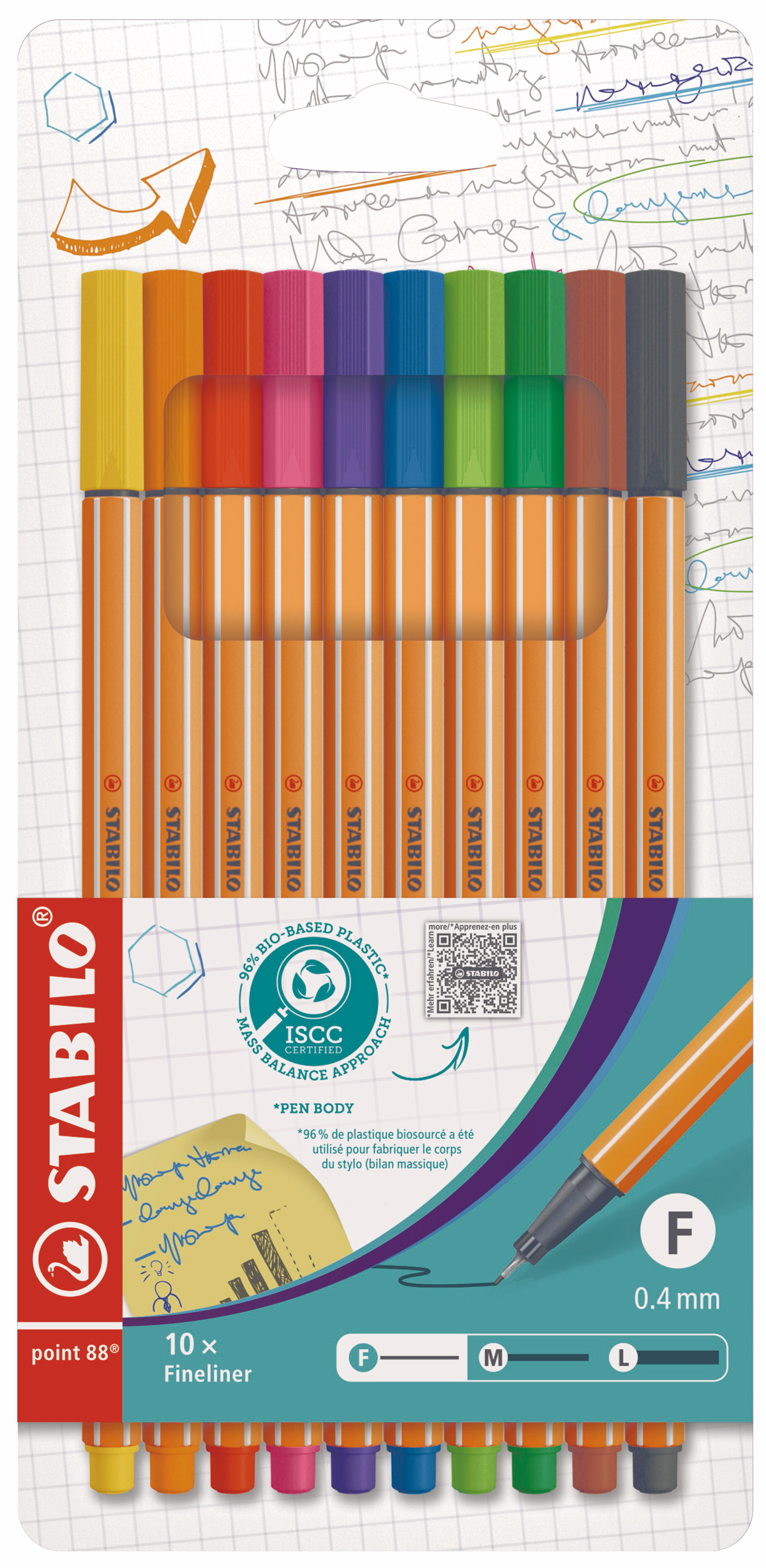 STABILO Fineliner point 88 10er Pack Standardfarben