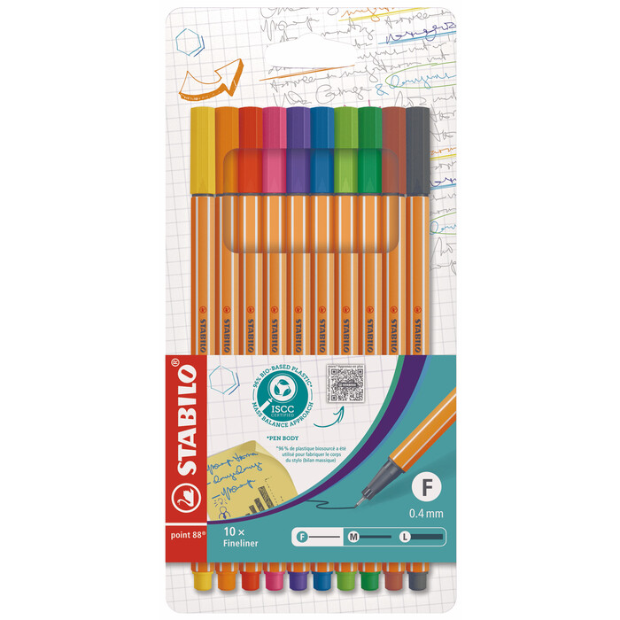 STABILO Fineliner point 88 10er Pack Standardfarben
