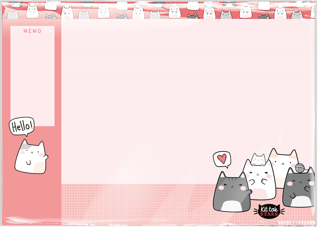 Notizpapier mit Katzenmotiven. Rosa Hintergrund und Platz für Notizen.
