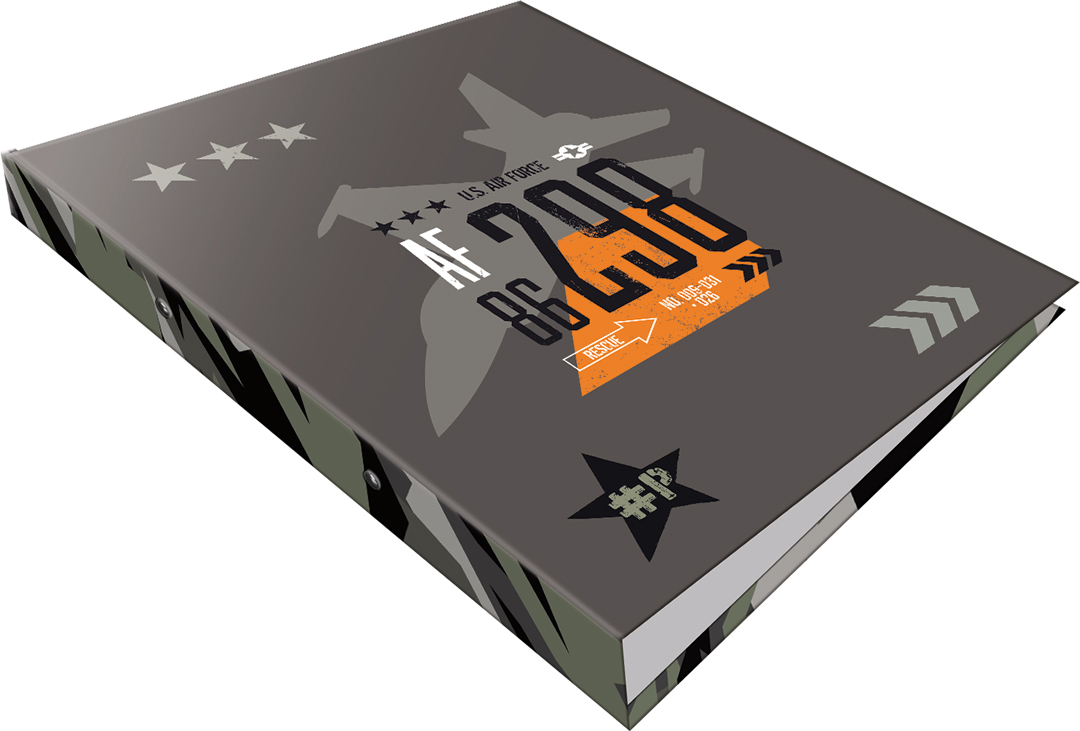 Buchcover mit dem Titel 'AF 86-290'. Design in Grau und Camouflage mit Flugzeugmotiven und Sternen.