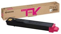 Schwarze Tonerkartusche mit pinkem Ende. Verpackung in braunem Karton.