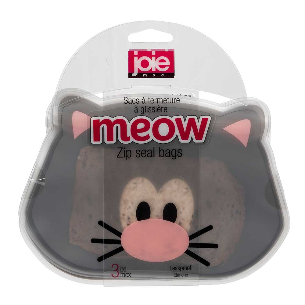 JOIE Meow Zip-Beutel 3er-Set grau