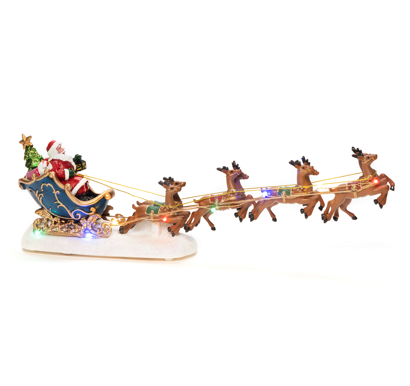 LED-Szenerie Weihnachtsmann auf Schlitten 35,5 × 14 × 6,5 cm bunt