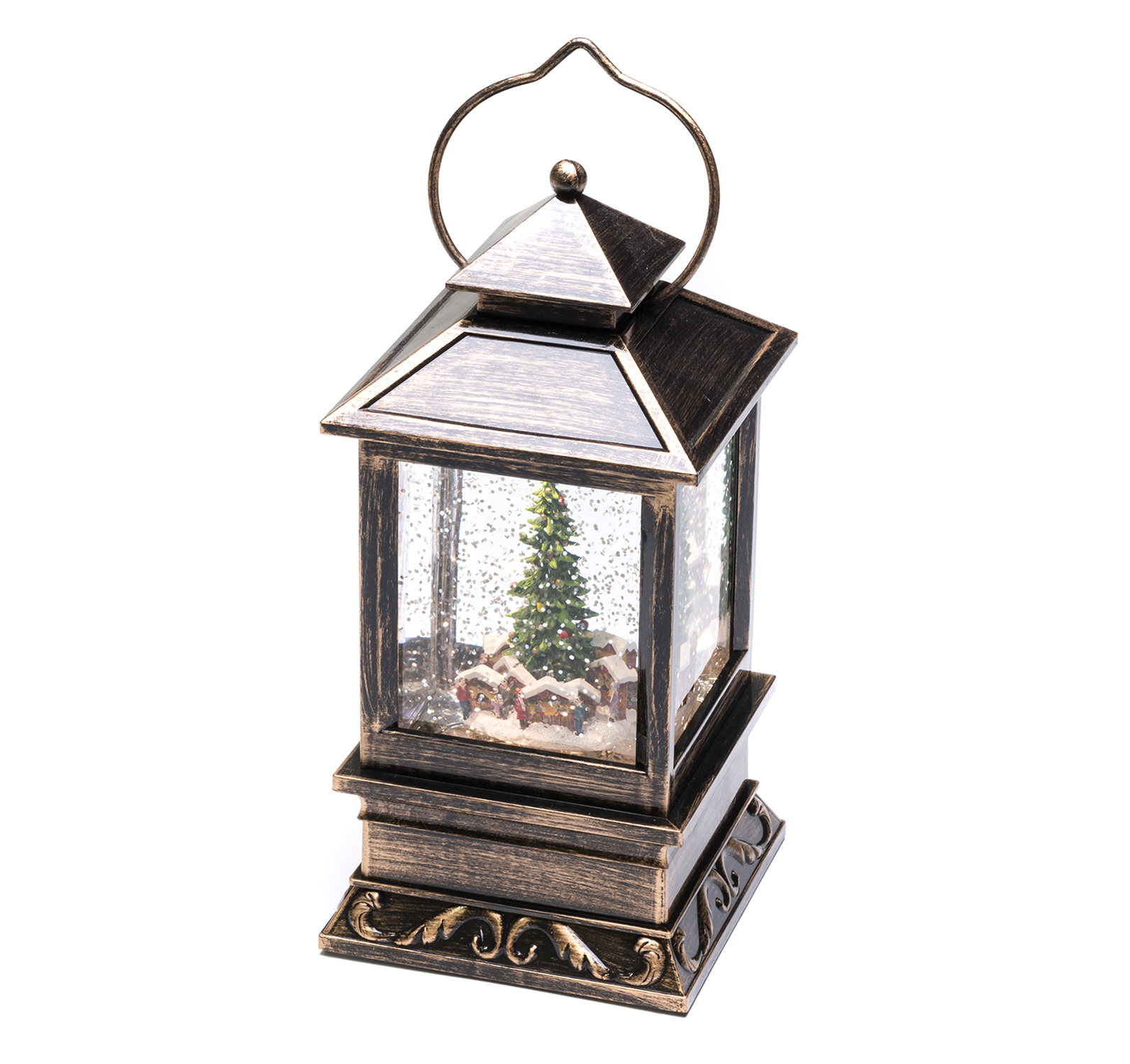 LED Laterne Weihnachtsmarkt 22 × 10,5 × 10,5 cm braun