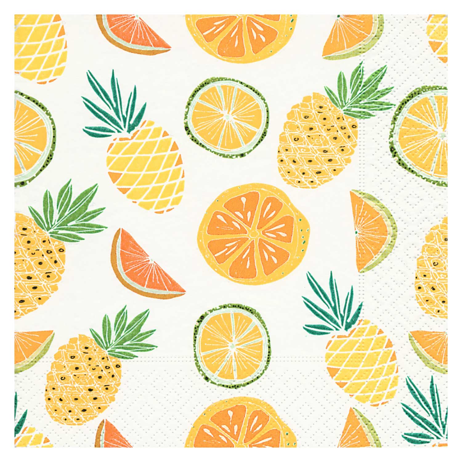 Servietten Orangen, Ananas, Zitronen 33 x 33 cm 3-lagig 20 Stück gelb
